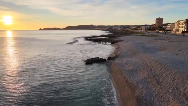 Légi Kilátás Playa Del Montaar Javea Alicante Spanyolország Nap Feltűnik — Stock videók