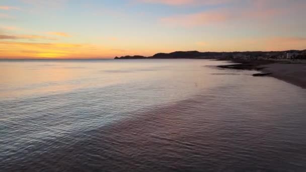 Letecký Výhled Playa Del Montaar Javea Alicante Španělsko Slunce Objevuje — Stock video