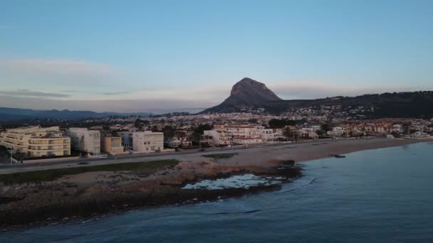 Vistas Aéreas Desde Playa Del Montaar Javea Alicante España Sol — Vídeos de Stock