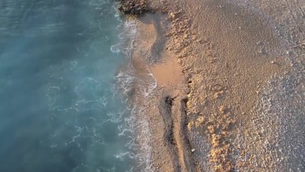 Вид Пляжа Дель Монтаар Хавея Аликанте Испания Солнце Появляется Горизонте — стоковое видео