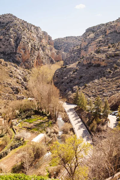 Guadalviar Folyó Függőleges Képe Albarracin Teruel Aragn Spanyolország — Stock Fotó