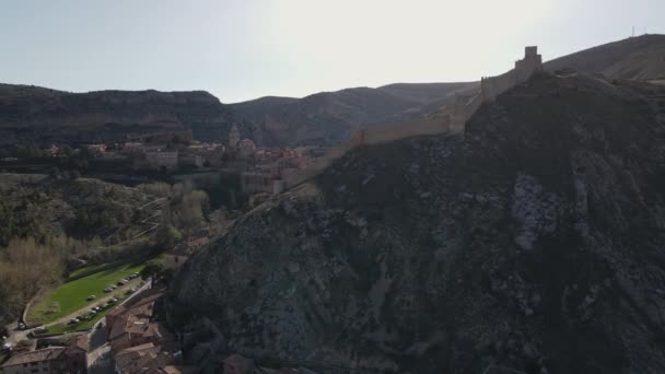 Vue Aérienne Depuis Albarracin Teruel Aragon Espagne Journée Ensoleillée Printemps — Video