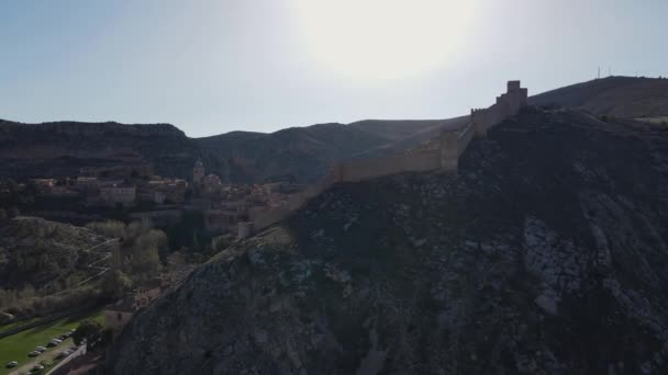 Aerial Views Albarracin Teruel Aragon Spain Sunny Spring Day Albarracin — Αρχείο Βίντεο