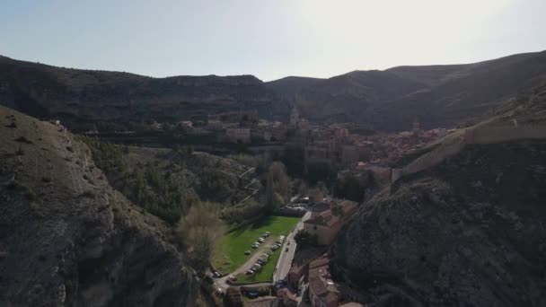 Aerial Views Albarracin Teruel Aragon Spain Sunny Spring Day Albarracin — стокове відео