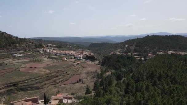Vistas Aéreas Desde Fuentes Rubielos Teruel Aragn España — Vídeos de Stock