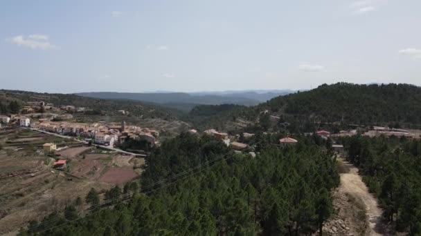 Flygfoto Från Fuentes Rubielos Teruel Aragn Spanien — Stockvideo