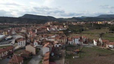 Aerial views from Mora de Rubielos, Teruel, Aragn, Spain. Sunny day in Mora de Rubielos. 