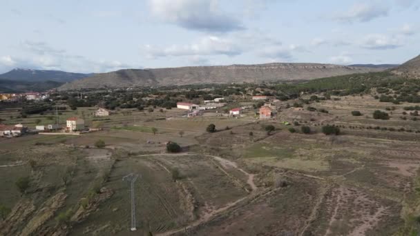 Widoki Lotu Ptaka Mora Rubielos Teruel Aragn Hiszpania Słoneczny Dzień — Wideo stockowe