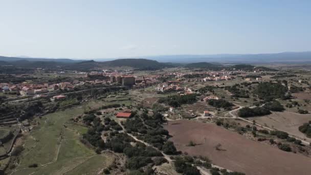 Aerial Views Mora Rubielos Teruel Aragn Spain Sunny Day Mora — Stockvideo