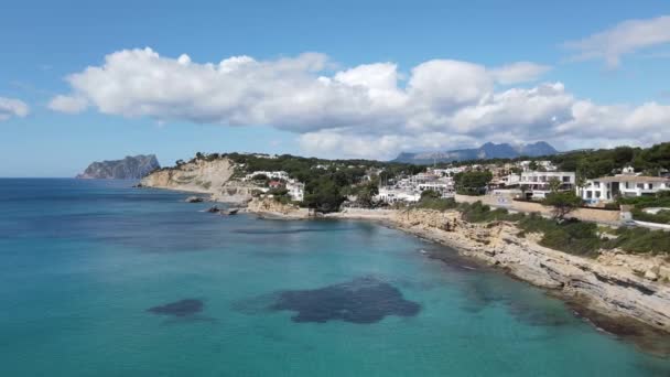 Luftaufnahmen Von Der Küste Morairas Drohnenvideo Moraira Weiße Küste Alicante — Stockvideo