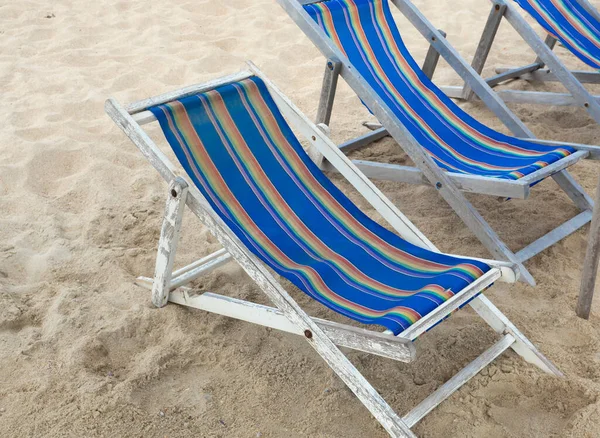 Wooden Beach Chairs Sand Relaxing Holiday — Stock Photo, Image