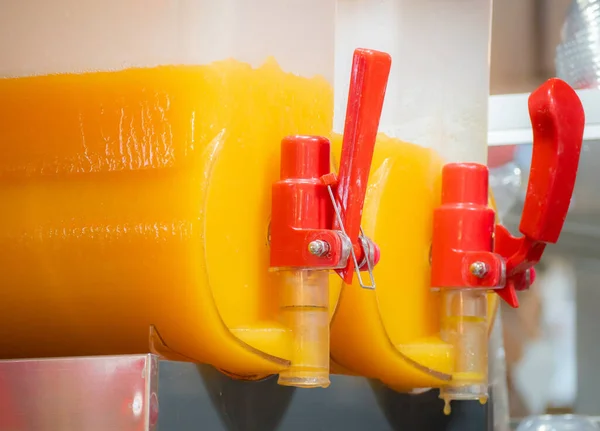 Smoothie Maker Orange Juice Serving Close Selective Focus —  Fotos de Stock
