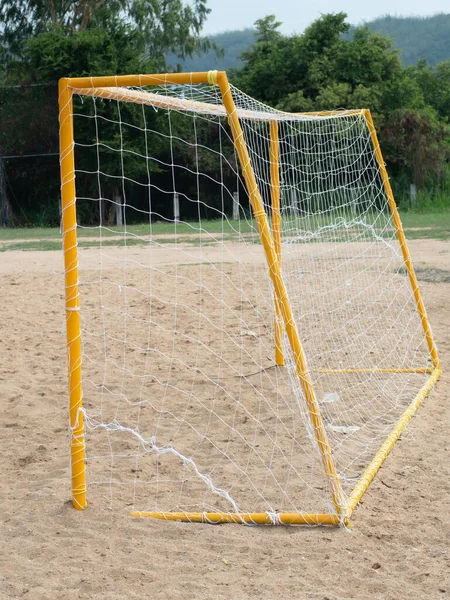 Fútbol Amarillo Gol Campo Arena Zona Rural — Foto de Stock