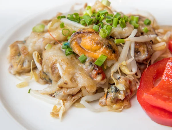 Fried Clams Recipe Egg Wheat Flour Spring Onions Bean Sprouts — ストック写真