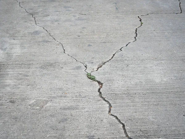 Cracks in the cement pavement caused by various vibrations.