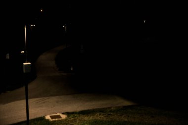 Gece vakti parktaki patika yukarıdan görünüyor.