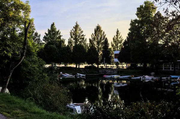 Entrada Utilizada Como Cais Campo Italiano Pôr Sol — Fotografia de Stock