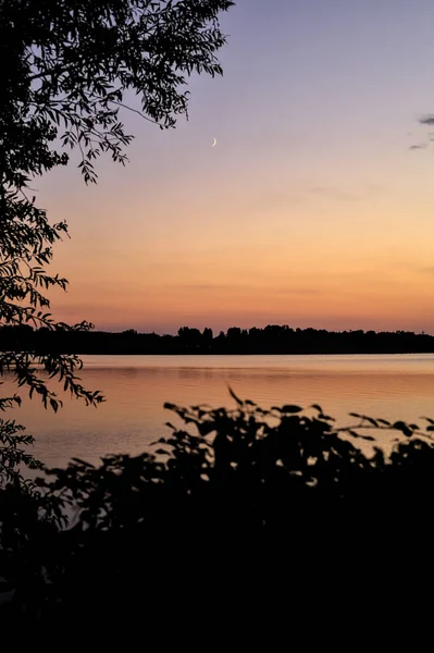 Sunset Lake Autumn Framed Trees — Stock Photo, Image