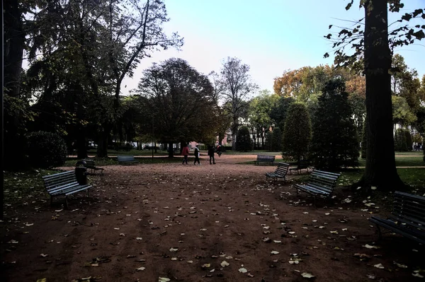 Περπάτημα Ένα Πάρκο Σούρουπο Φθινόπωρο — Φωτογραφία Αρχείου