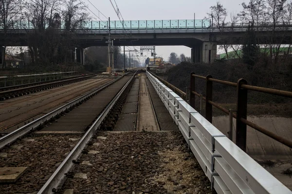 Järnvägsbron Mulen Dag Vintern — Stockfoto