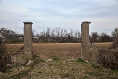 Bulutlu bir günde, alacakaranlıkta pullu bir tarlaya erişim