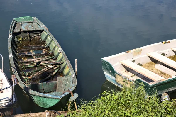 Abandoned Moored Boats Inlet — Stock Photo, Image