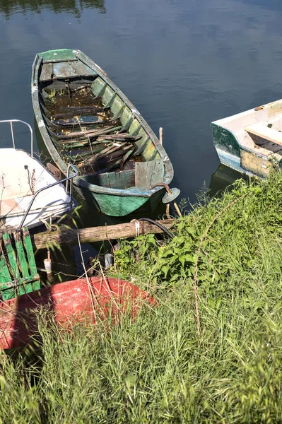 Abandoned Moored Boats Inlet — Stock Photo, Image