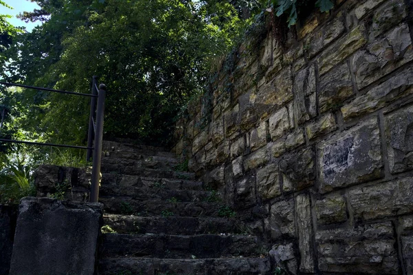 Stone Staircase Made Stone Wall Park — Fotografia de Stock