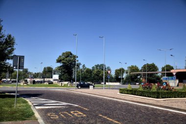 Square in the outskirt of an italian town on a sunny day
