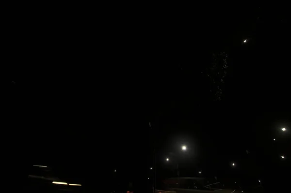 Straßenrand Mit Einem Baum Der Nacht — Stockfoto