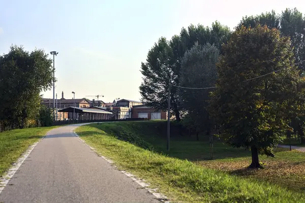 Gün Batımında Bir Parkta Bisiklet Yolu — Stok fotoğraf