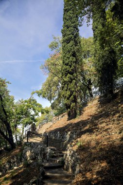 Parkın yamacındaki taş merdiven.