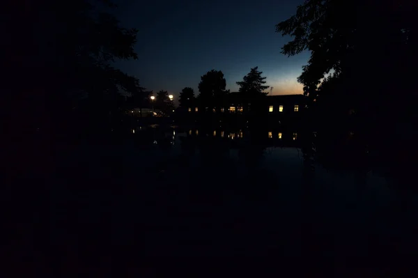 Pier Einer Bucht Eines Flusses Der Dämmerung — Stockfoto