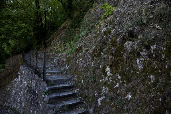 Escadaria Pedra Beira Uma Encosta Parque — Fotografia de Stock