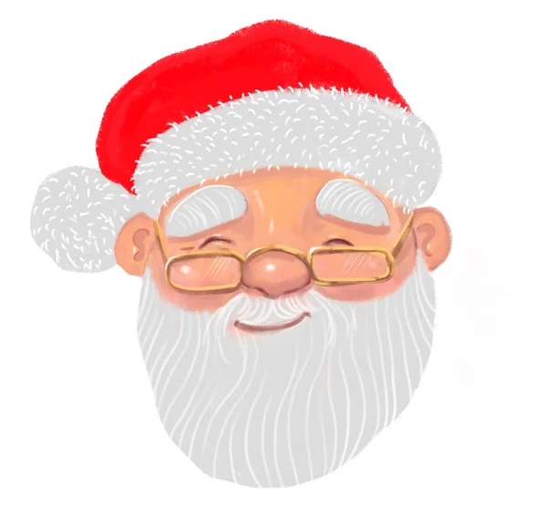 Bonito Engraçado Retrato Feliz Santa Claus Vestindo Chapéu Vermelho Sorrindo — Fotografia de Stock