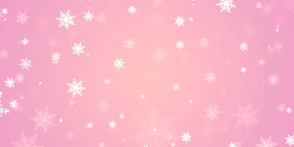 Christmas Pink Cute Background Greeting Card Copy Space Snowflakes — Stock Photo, Image