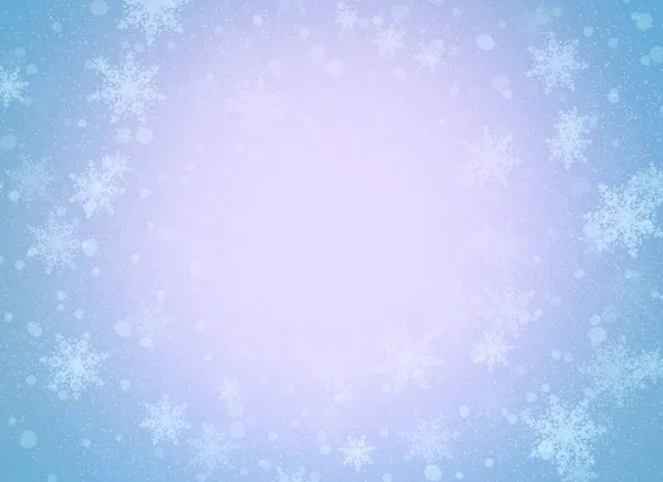 Мила Блакитна Фіолетова Рожева Різдвяна Листівка Копіювальним Простором Рамою Снігопаду — стокове фото