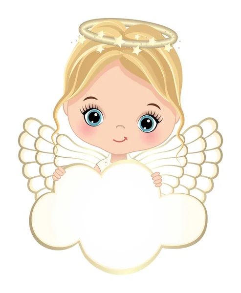 Cute Nativity Angel Holding Blank Cloud You Can Customise Your — Stock vektor