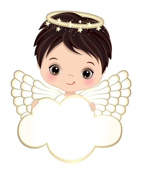 Cute Nativity Angel Holding Blank Cloud You Can Customise Your — Stock Vector