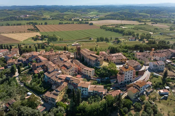 Aerial View Town Castelnuovo Elsa Tuscany — стоковое фото
