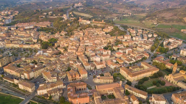 Vista Aerea Della Città Toscana Castelfiorentino Tramonto — Foto Stock