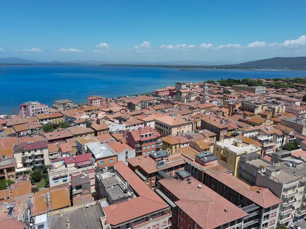 Vanuit Lucht Uitzicht Kustplaats Orbetello Toscane Stockfoto