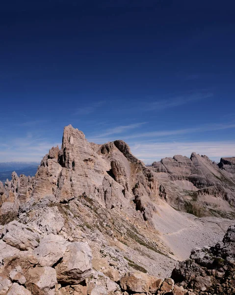 Вертикальний Вид Вершину Вежі Пізи Доломітах Трентіно — стокове фото