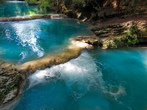 Aerial View Small Waterfalls Produced Elsa River Tuscany — Stock Photo, Image