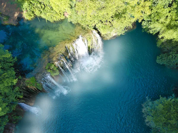 Panoramic Aerial View Waterfall Produced Elsa River Tuscany — Stock Photo, Image