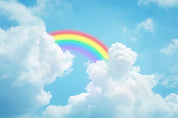 texture of cloud with rainbow on blue sky