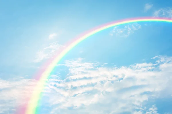 texture of cloud with rainbow on blue sky