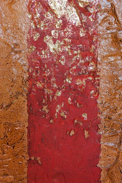 Texture Abstraite Taches Dorées Sur Fond Rouge Orange — Photo