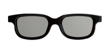 Beyaz arka planda şık bir uniseks güneş gözlüğü dikdörtgen şeklinde. Ön görünüm.