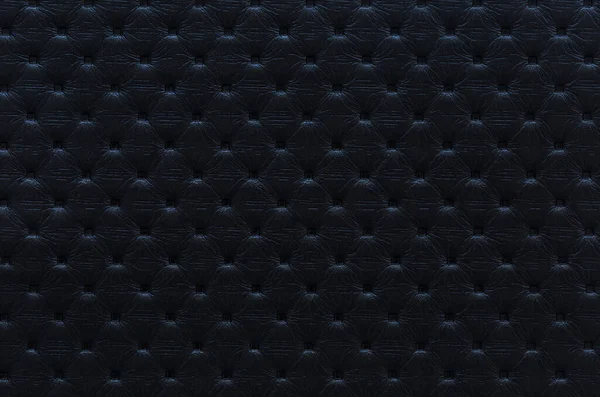 Textura Negra Cuero Artificial Con Cuadrados Geométricos Relieve Para Fondo — Foto de Stock